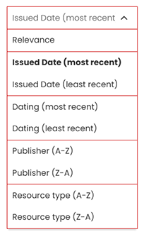 List of options which determine the display order