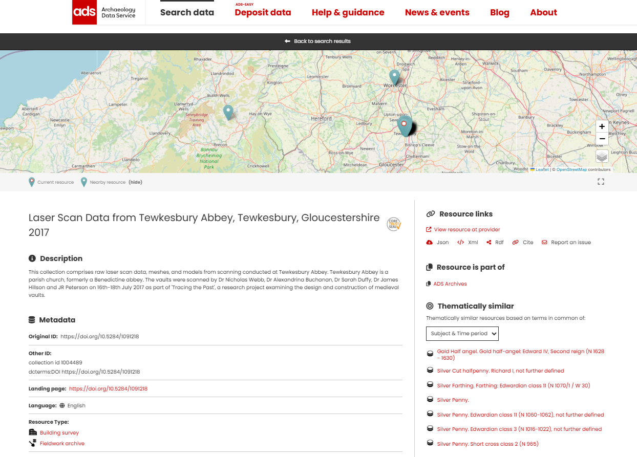 Top part of Catalogue Resource page