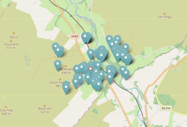 Whitley Castle resources shown on map