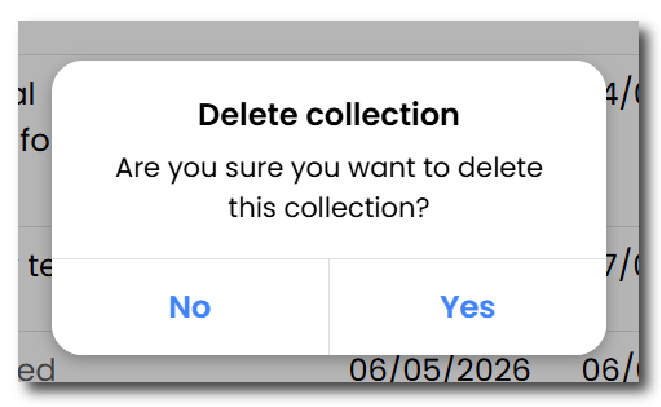 New Collection Button