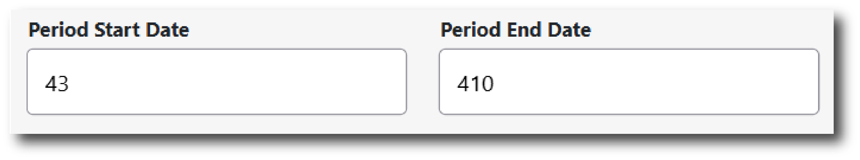 Period Dates menu