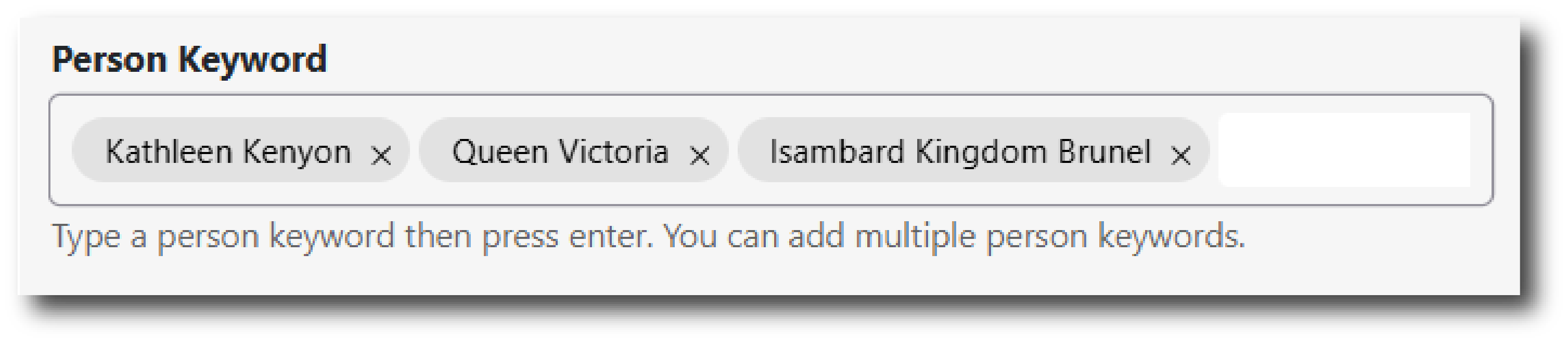 Person keywords menu