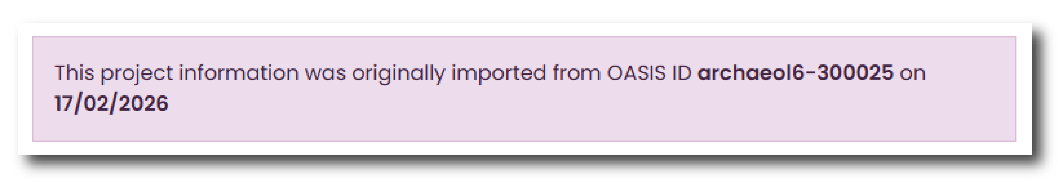 Import OASIS project