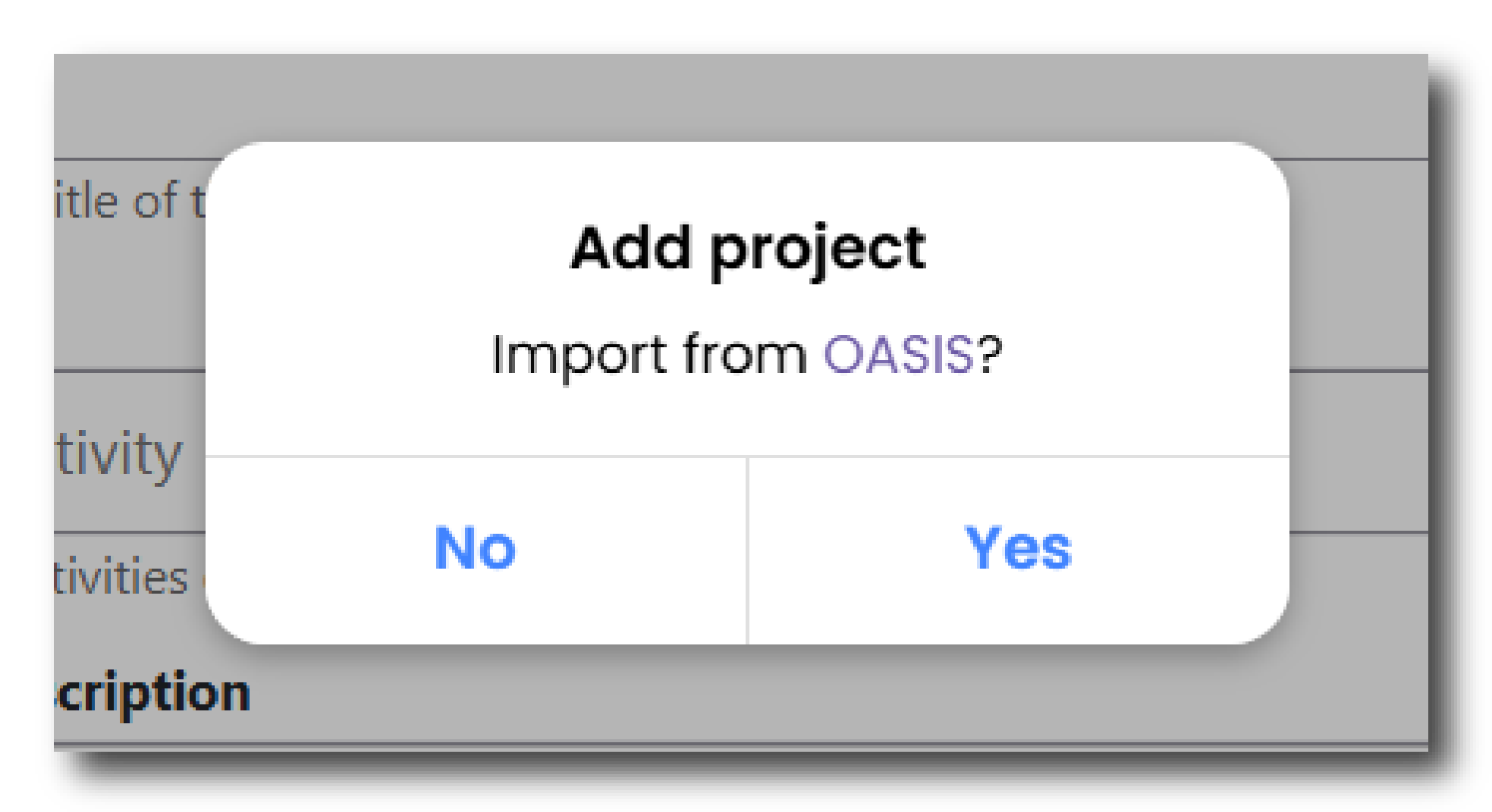 Import OASIS project