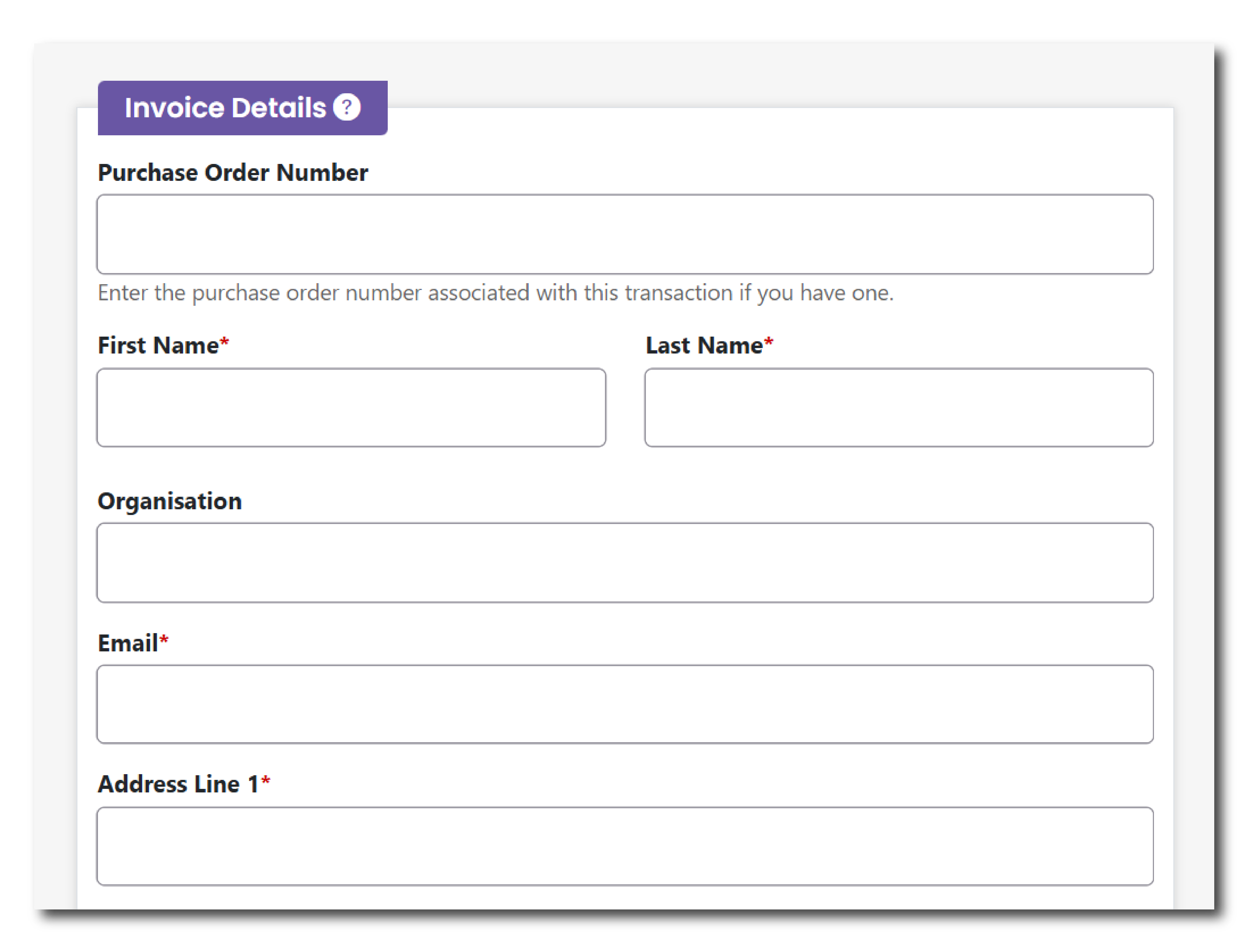 Invoice menu