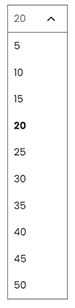 Drop down menu of values for how many results are displayed on the page