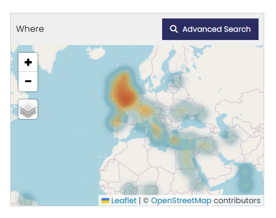 Map of search results displayed as heat spots